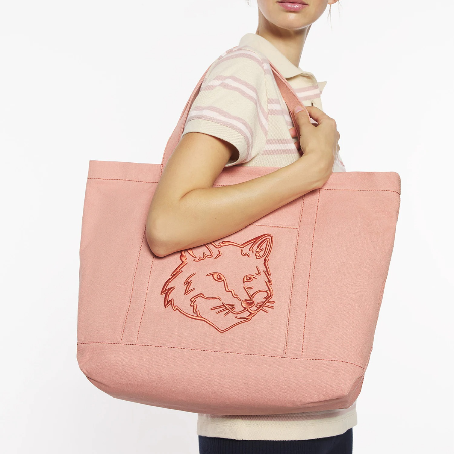 Maison Kitsune Unisex Fox Head Large Tote - Porcelaine Pink