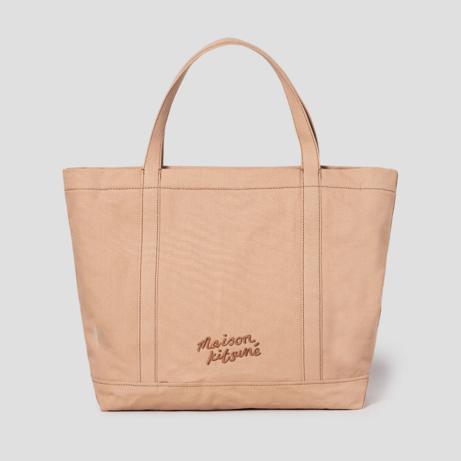 Maison Kitsune Unisex Fox Head Large Tote - Cork