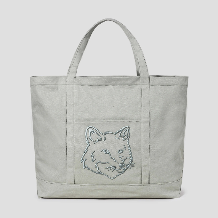 Maison Kitsune Unisex Fox Head Xl Tote - Court Green