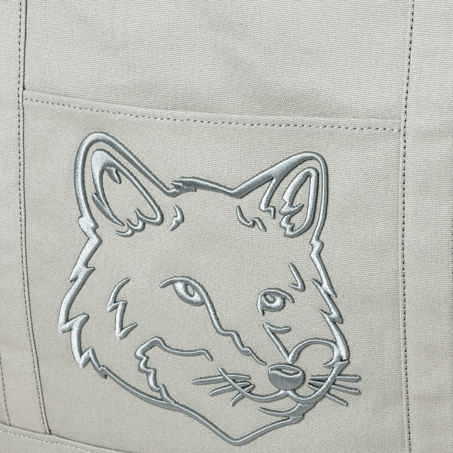 Maison Kitsune Unisex Fox Head Xl Tote - Court Green