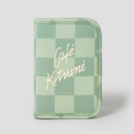 Maison Kitsune Unisex Cafe Kitsune Checkerboard Passeport Holder - Basile/Lime Pattern