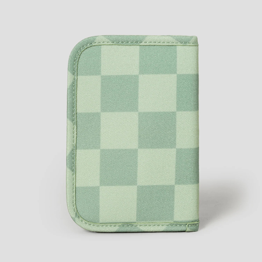 Maison Kitsune Unisex Cafe Kitsune Checkerboard Passeport Holder - Basile/Lime Pattern