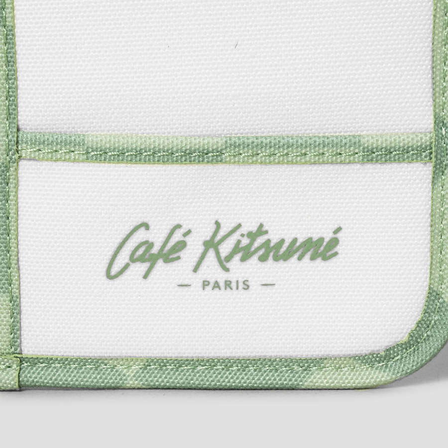 Maison Kitsune Unisex Cafe Kitsune Checkerboard Passeport Holder - Basile/Lime Pattern