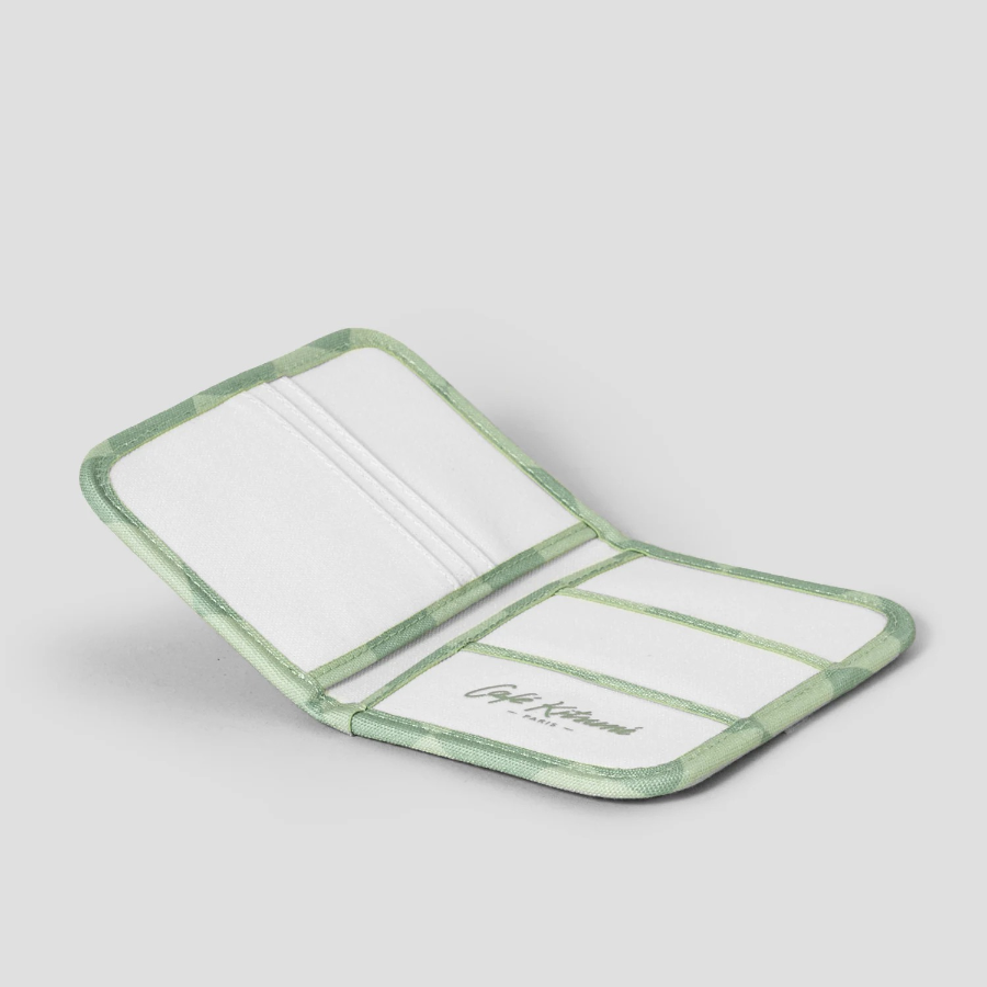 Maison Kitsune Unisex Cafe Kitsune Checkerboard Passeport Holder - Basile/Lime Pattern