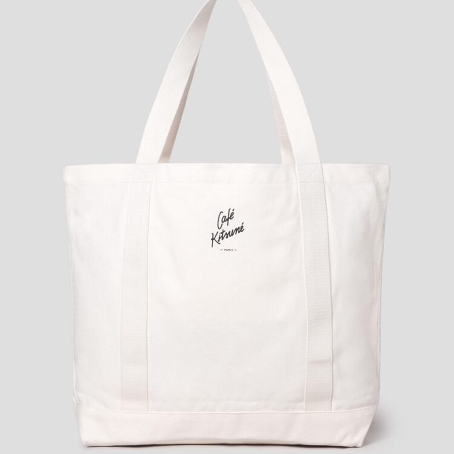 Maison Kitsune Unisex Café Kitsuné Fox Tote Bag - Tapioca