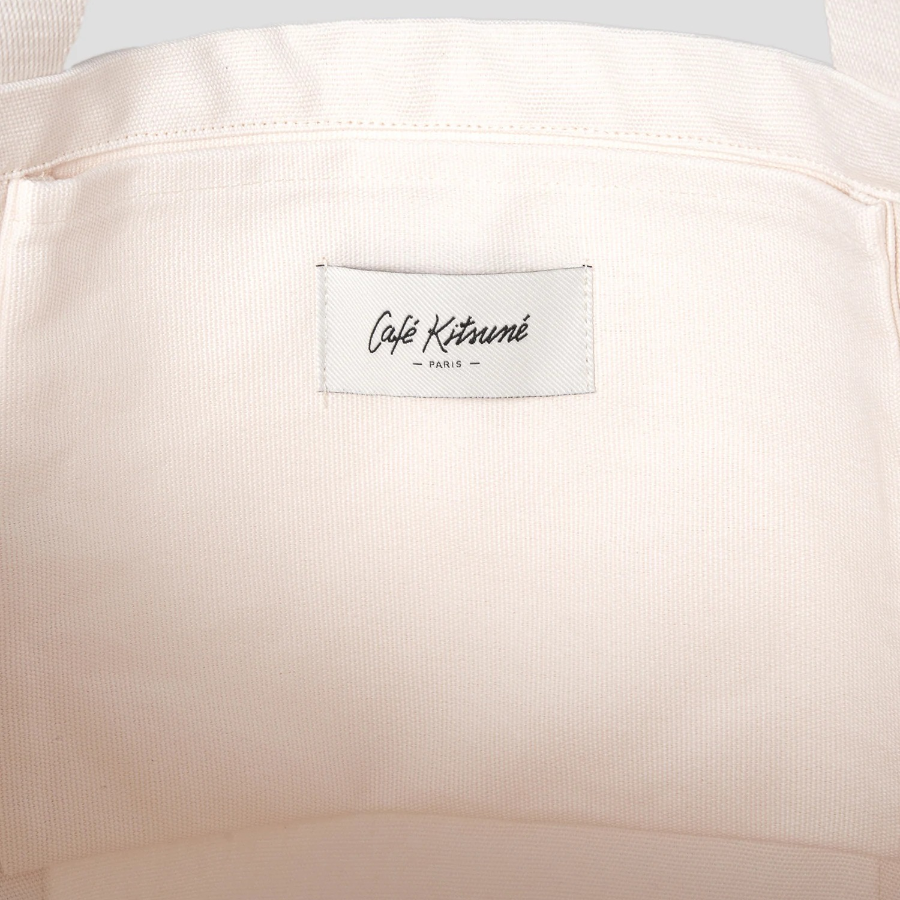 Maison Kitsune Unisex Café Kitsuné Fox Tote Bag - Tapioca