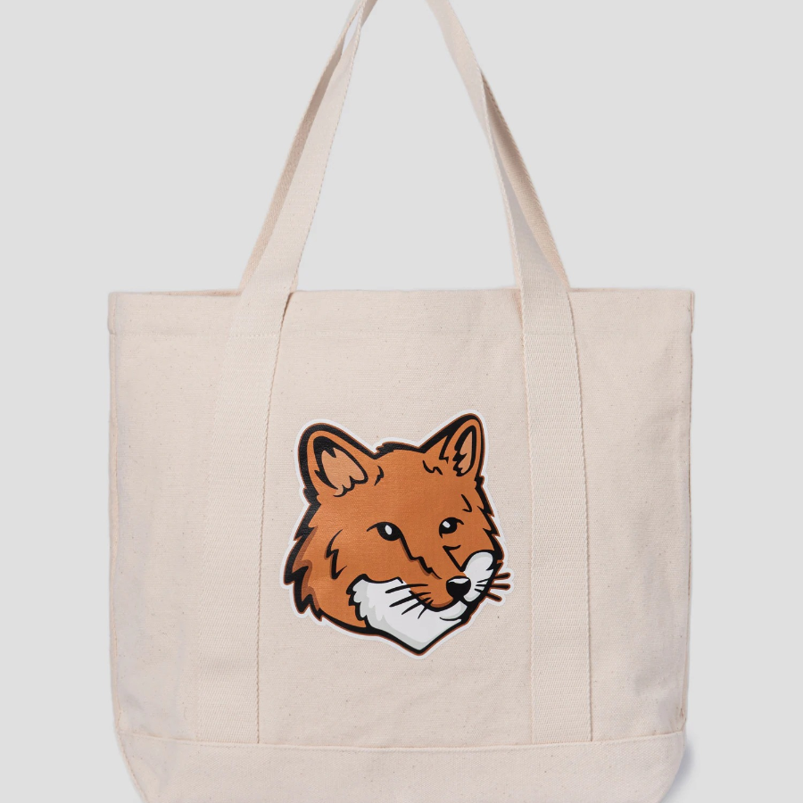Maison Kitsune Unisex Fox Head Tote Bag - Ivory