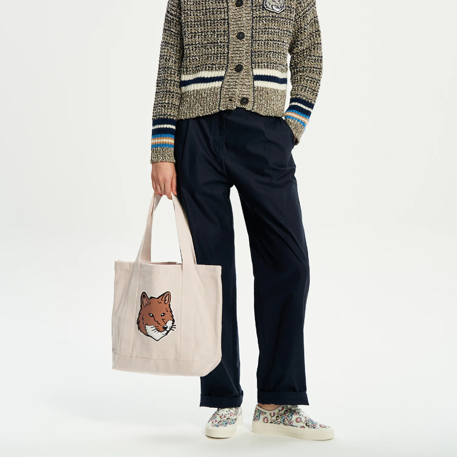 Maison Kitsune Unisex Fox Head Tote Bag - Ivory