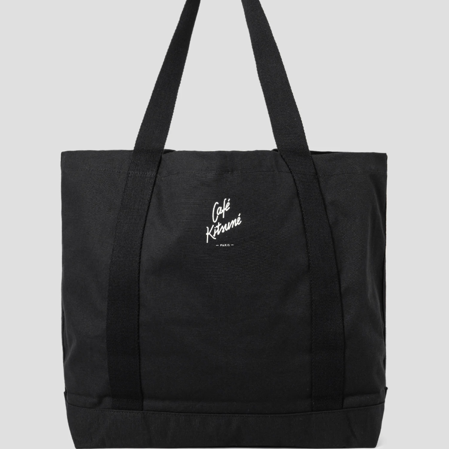 Maison Kitsune Unisex Cafe Kitsune Coffee Cup Tote Bag - Black