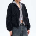 8 seconds Front-Slit Shirring Jumper — Black