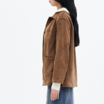 8 seconds Mid-Length Suede Outer — Yellowish Brown