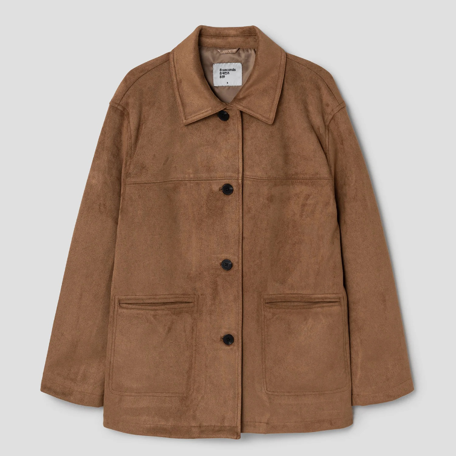 8 seconds Mid-Length Suede Outer — Yellowish Brown