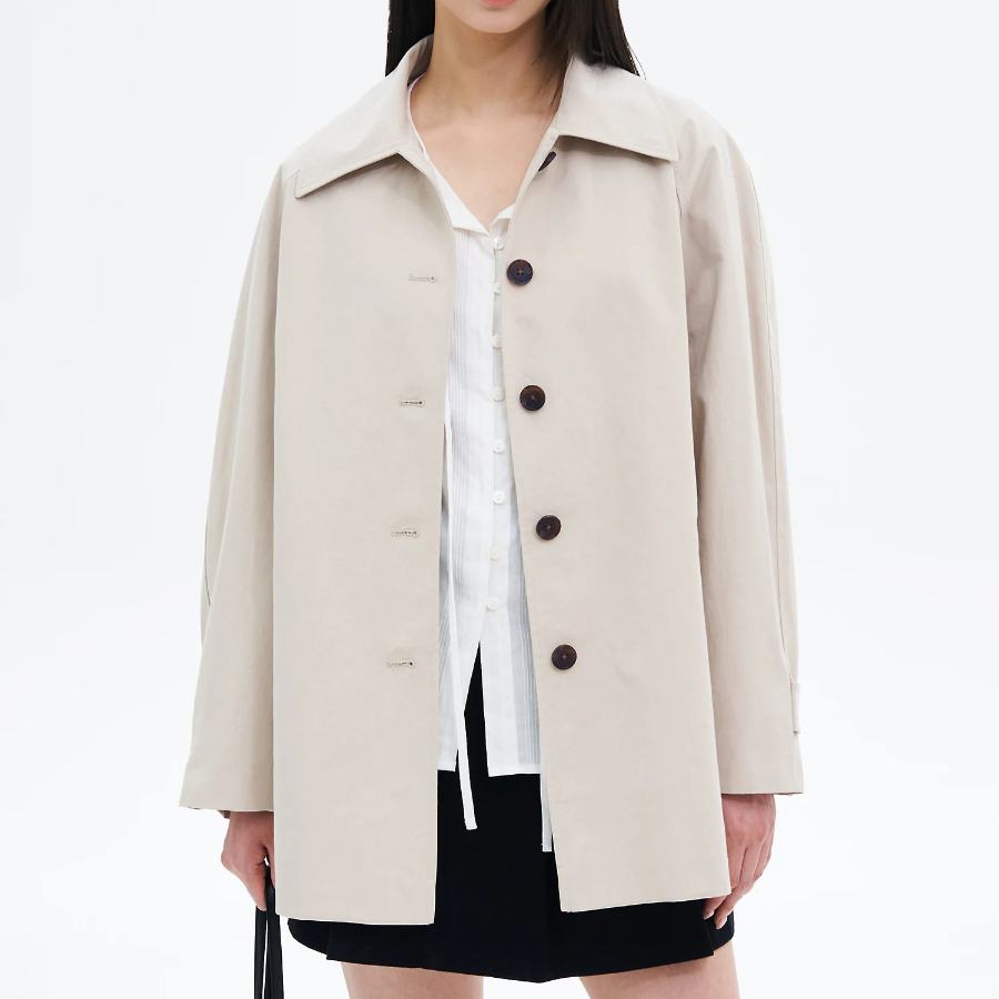 8 seconds Collar Neck Woman Half Trench — Beige