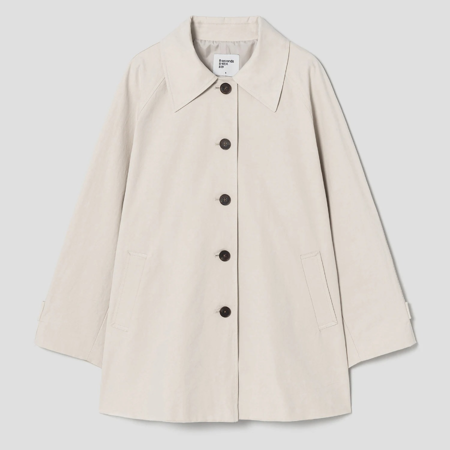 8 seconds Collar Neck Woman Half Trench — Beige