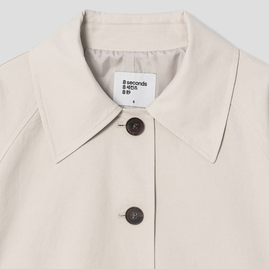 8 seconds Collar Neck Woman Half Trench — Beige