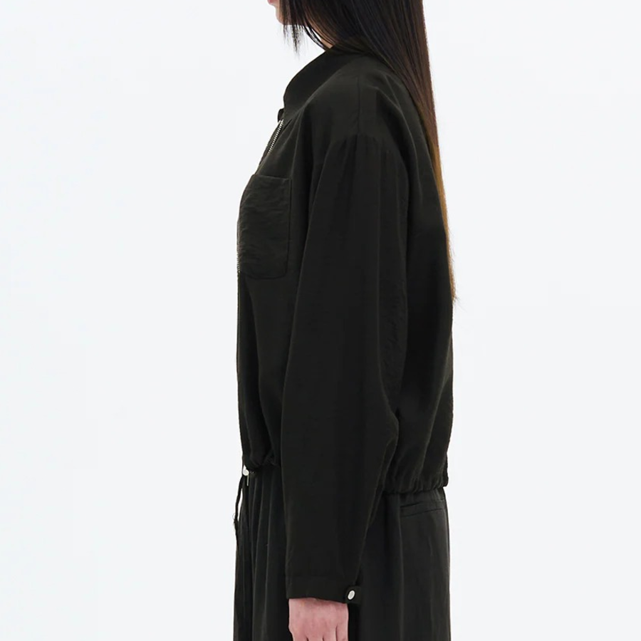 8 seconds String Collar Neck Zip-Up Outer — Black