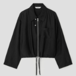 8 seconds String Collar Neck Zip-Up Outer — Black