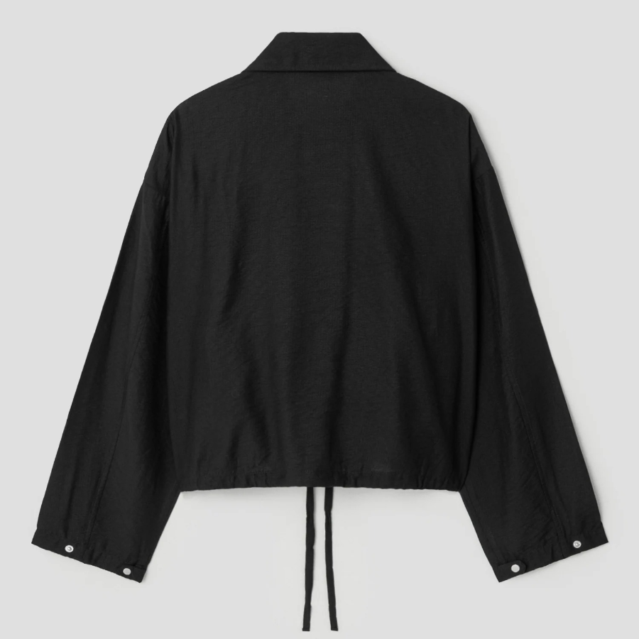 8 seconds String Collar Neck Zip-Up Outer — Black