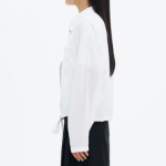 8 seconds String Collar Neck Zip-Up Outer — White