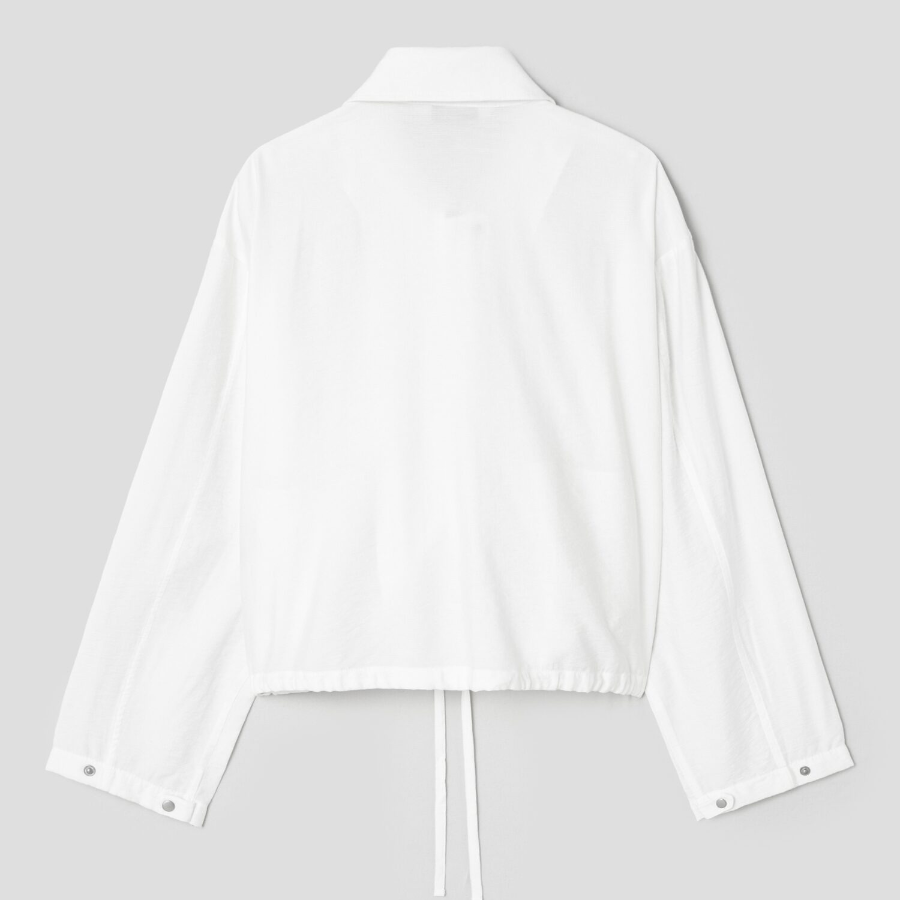 8 seconds String Collar Neck Zip-Up Outer — White