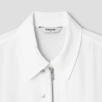 8 seconds String Collar Neck Zip-Up Outer — White