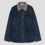 8 seconds Contrast Collar Denim Chore Jacket — Navy