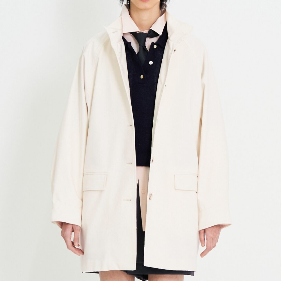8 seconds Collar Neck Jacket Half Outer — Ivory