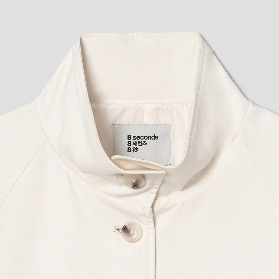 8 seconds Collar Neck Jacket Half Outer — Ivory