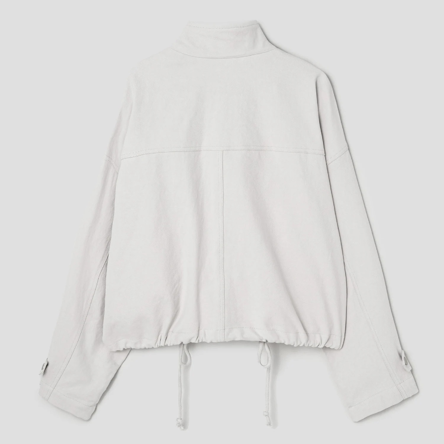 8 seconds Twill Cotton High Neck Jumper — Light Grey