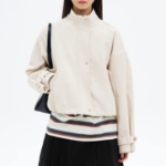8 seconds Twill Cotton High Neck Jumper — Ivory
