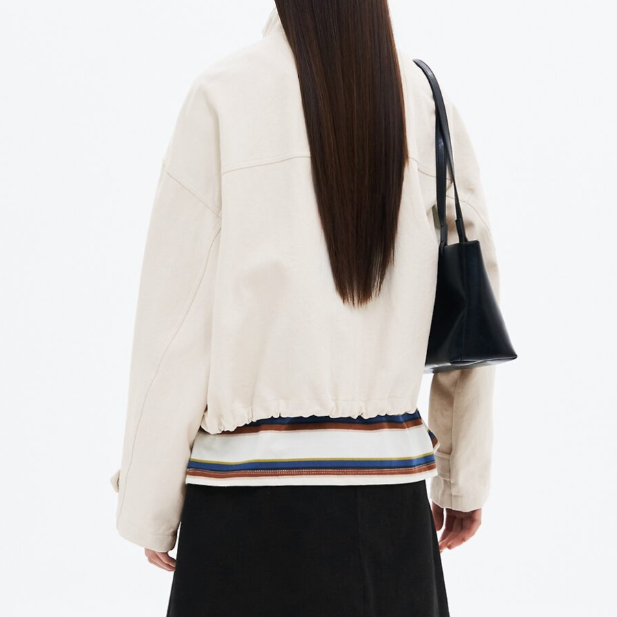 8 seconds Twill Cotton High Neck Jumper — Ivory