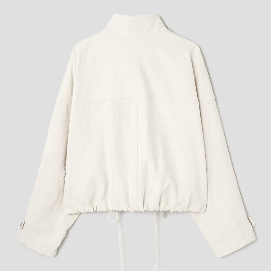 8 seconds Twill Cotton High Neck Jumper — Ivory