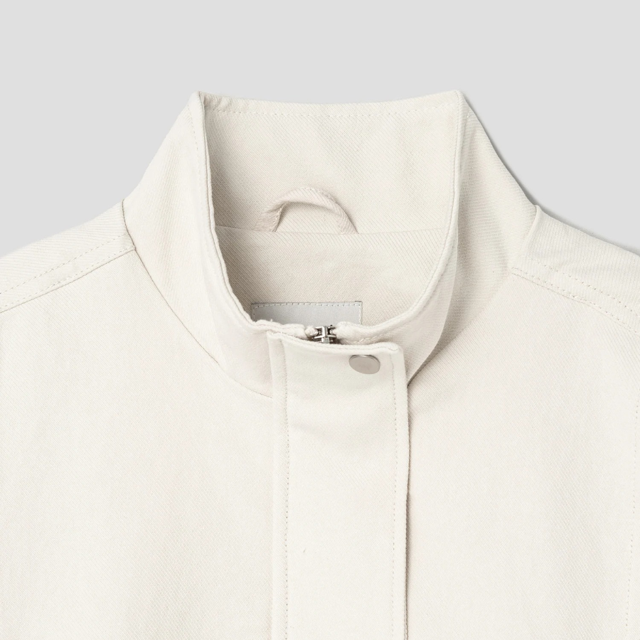8 seconds Twill Cotton High Neck Jumper — Ivory