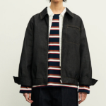 8 seconds Denim-like Collar Neck Blouson Outer — Navy
