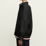 8 seconds Denim-like Collar Neck Blouson Outer — Navy