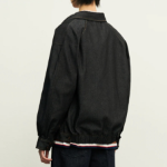 8 seconds Denim-like Collar Neck Blouson Outer — Navy