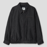8 seconds Denim-like Collar Neck Blouson Outer — Navy