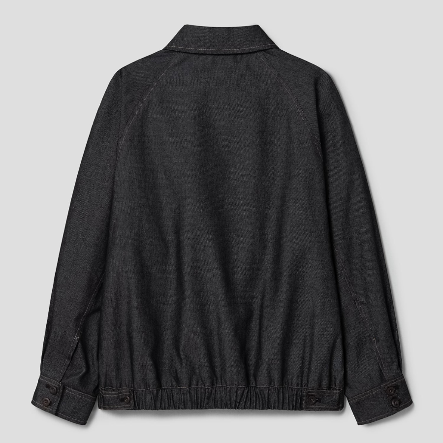 8 seconds Denim-like Collar Neck Blouson Outer — Navy