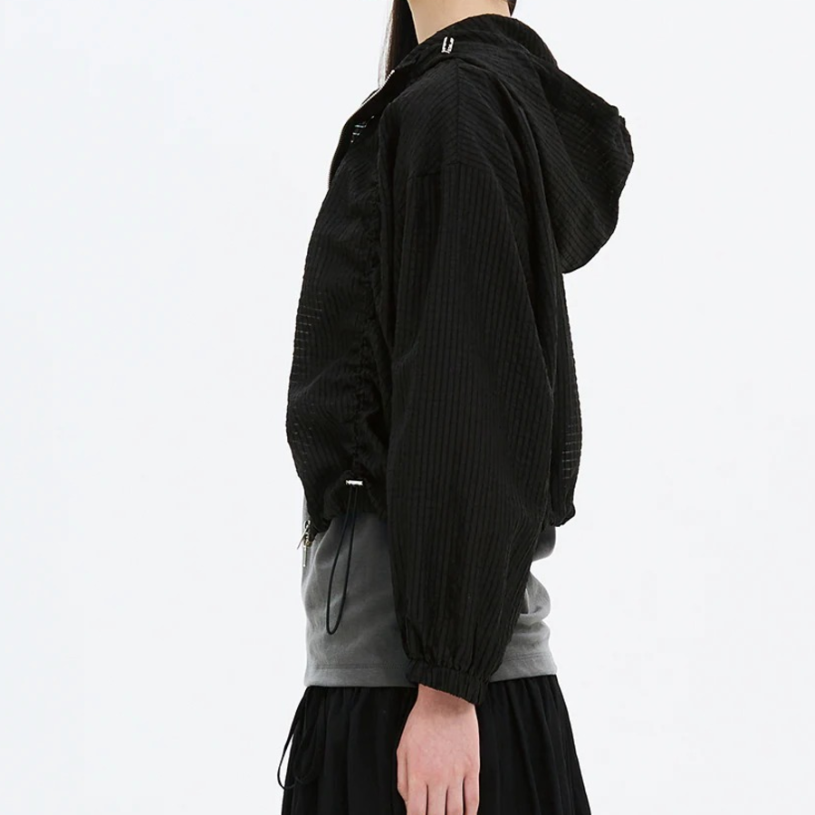 8 seconds Texture String Zip-Up Jumper — Black