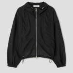 8 seconds Texture String Zip-Up Jumper — Black