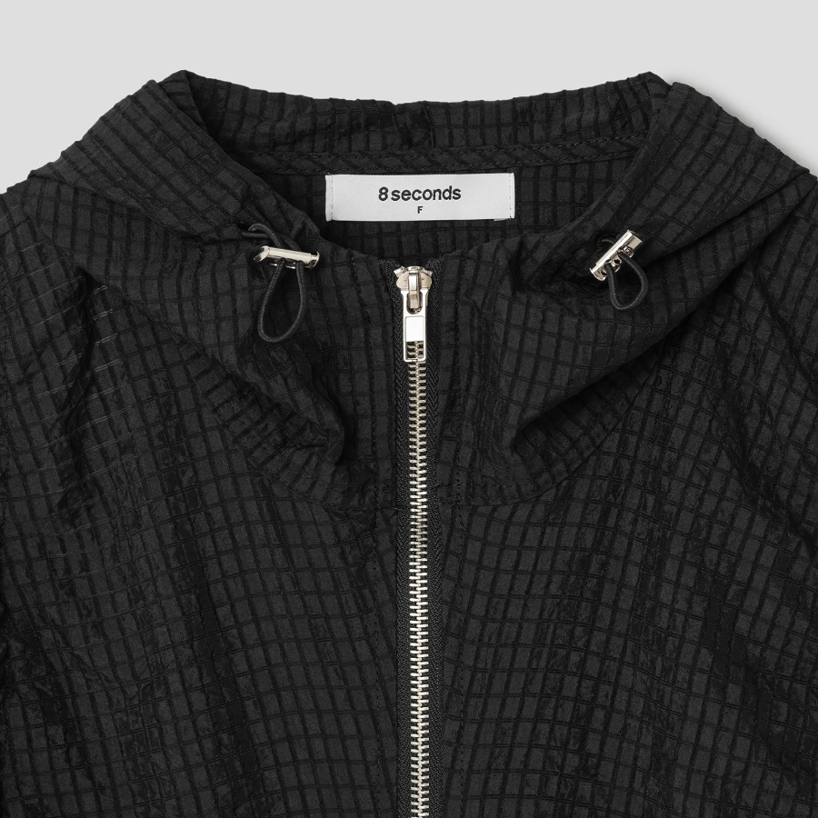 8 seconds Texture String Zip-Up Jumper — Black