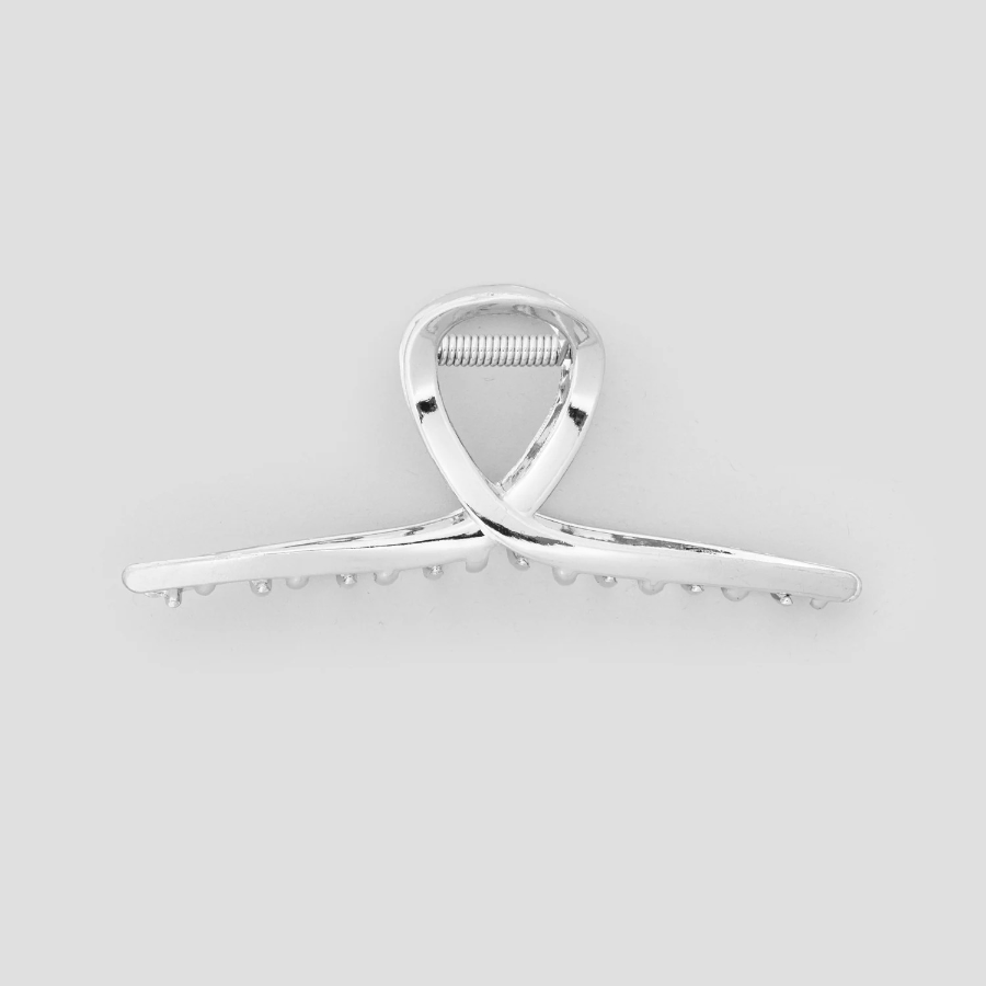 8 seconds Silver Round Claw Clip — Silver