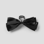 8 seconds Satin Double Ribbon Hair Clip — Black