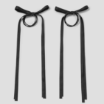 8 seconds Long Ribbon Hair Tie Set (2P) — Black