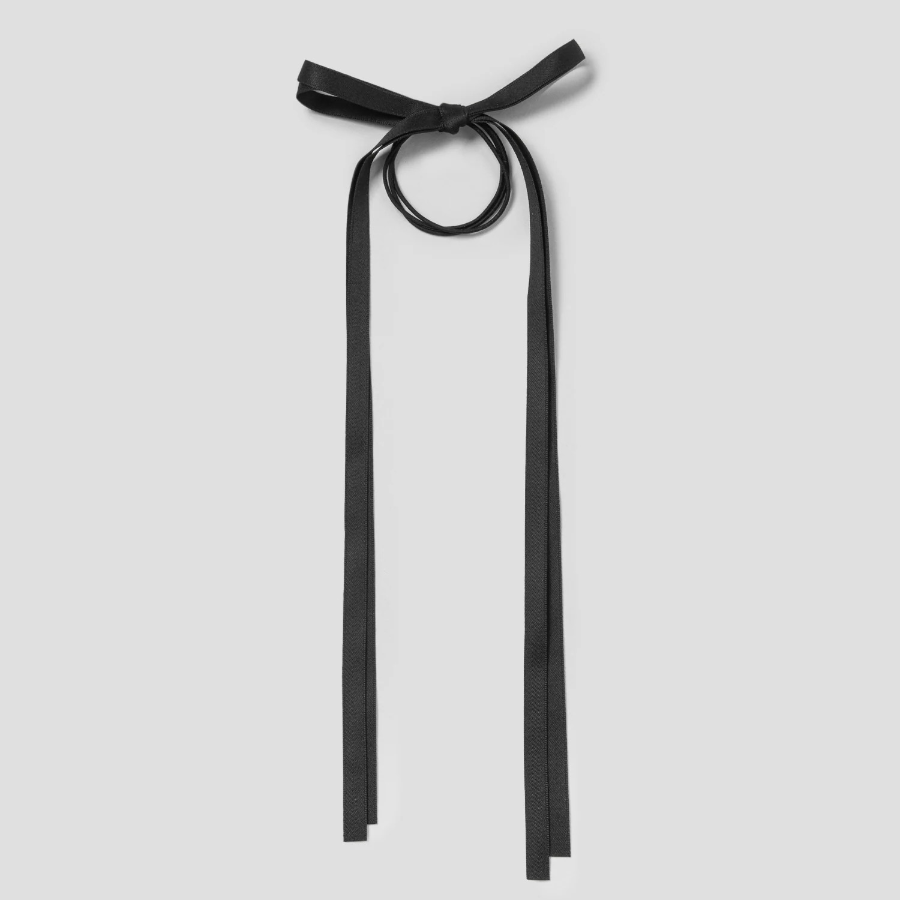 8 seconds Long Ribbon Hair Tie Set (2P) — Black