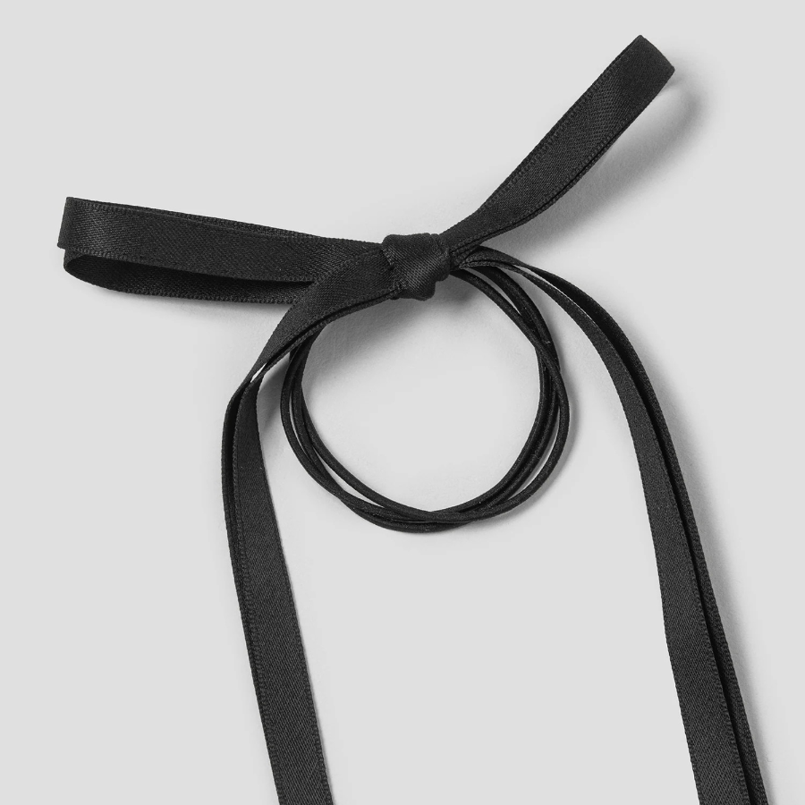8 seconds Long Ribbon Hair Tie Set (2P) — Black
