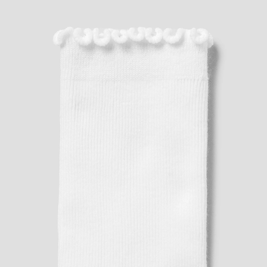 8 seconds Ankle Shirring Ribbed Socks — White
