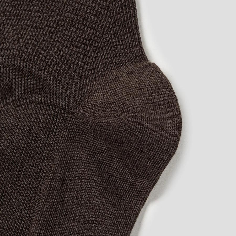 8 seconds Ankle Shirring Ribbed Socks — Brown