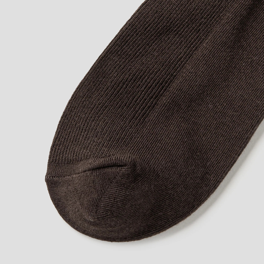 8 seconds Ankle Shirring Ribbed Socks — Brown