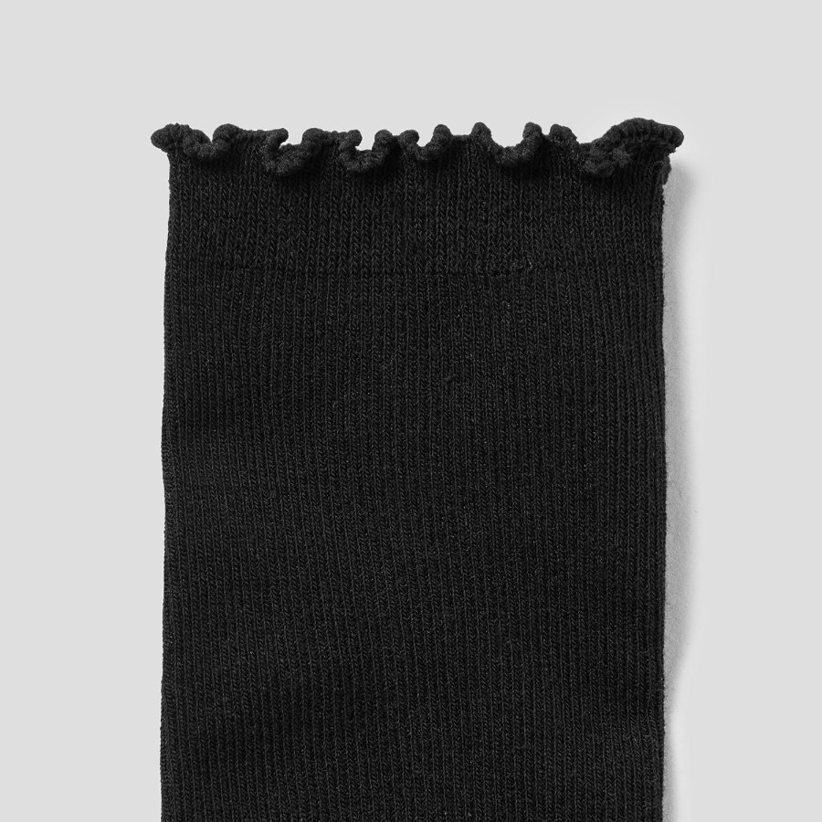 8 seconds Ankle Shirring Ribbed Socks — Black